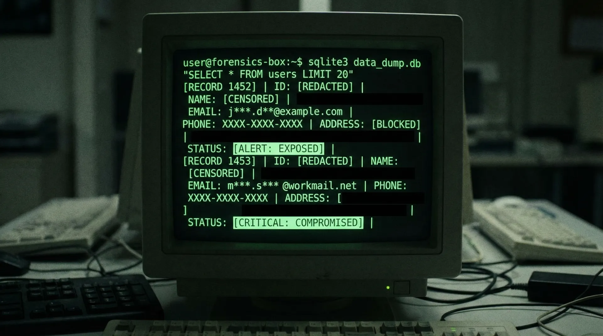 [截图] 显示了泄露数据库的终端查询界面 - 91吃瓜 独家证据